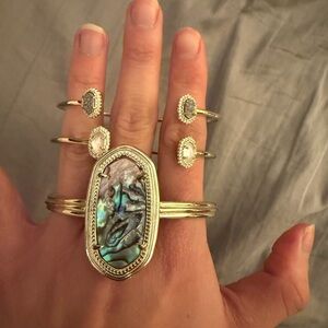 Kendra Scott Silver and Abalone Bangle Bracelet Trio